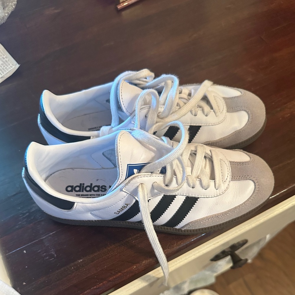 Adidas Kids Samba White and Black Sneakers
